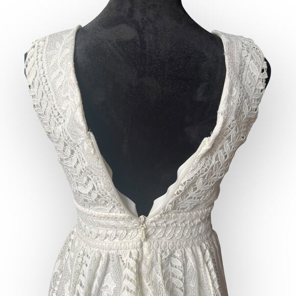 Lulus Women's Charmed Ivory Lace Sleeveless A-Line Midi Dress Size XS - Picture 11 of 16